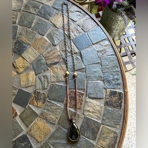 Obsidian wire wrapped necklace handmade NEW